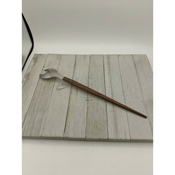 Stainless Steel Salad Server Fork with Wood Handle 13 1/4" - Picture 4 of 7